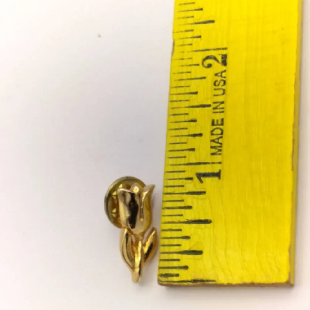 Vintage Gold Tone Tulip Flower Lapel Pin Floral Collectible Brooch
